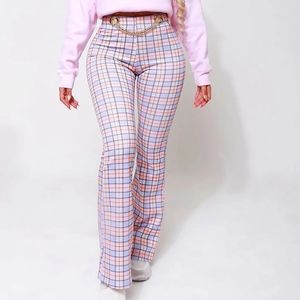 Fashion Nova Feeling Plaid Flare Pants